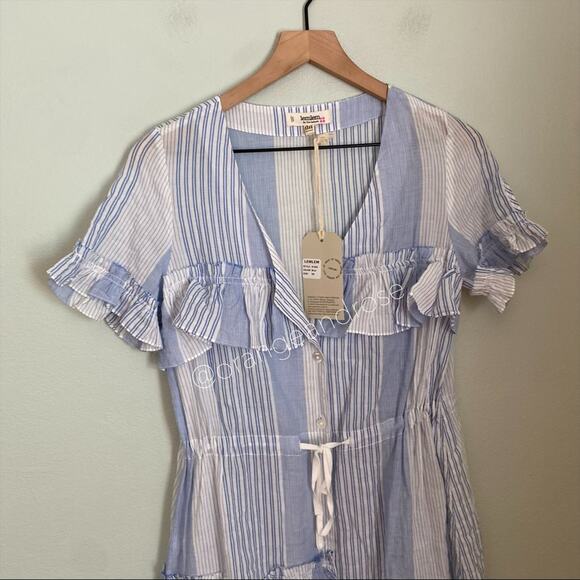 NWT lemlem Blue White Striped Button Front MIDI Dress XS - Picture 12 of 14